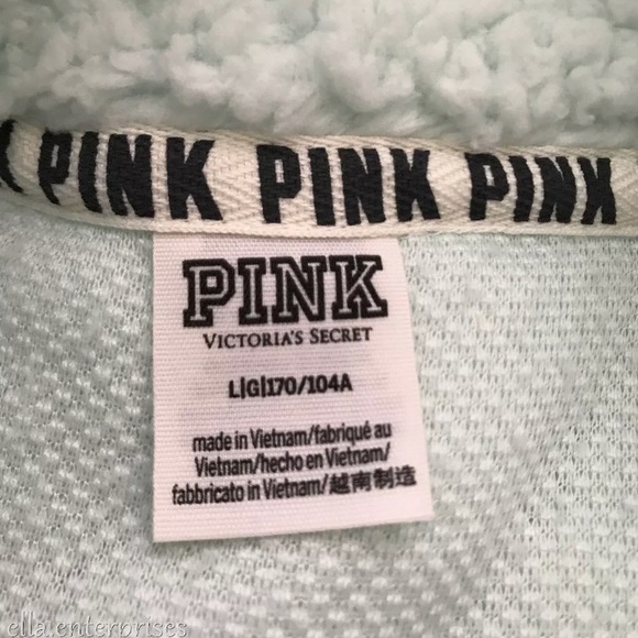 VS Pink Spring Rain Black Sherpa Quarter Zip - Picture 7 of 8